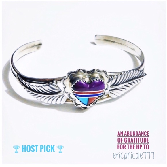 🎉 Vintage NAVAJO MultiStone Sterling Silver Cuff - Picture 2 of 8